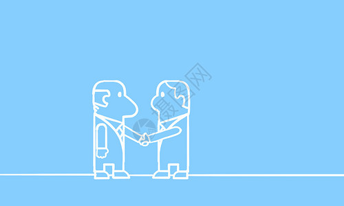 伙伴关系两位商人握手的卡通形象图片