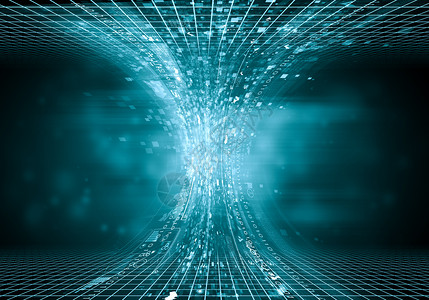 三维网格数字背景黑色背景下的蓝色数字漏斗技术背景