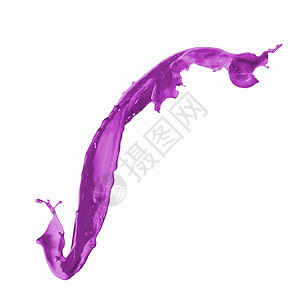 彩色飞溅明亮的紫色油漆溅白色背景上图片
