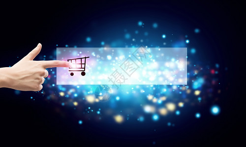 购物图标合集网上购物与手指触摸数字购物图标网上购物背景
