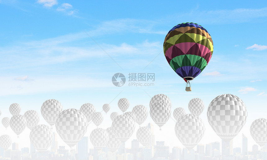 空中堡垒天空中气球天空中高高飞的图像图片