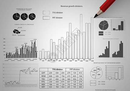 数据分析市场与铅笔绘图图表图片