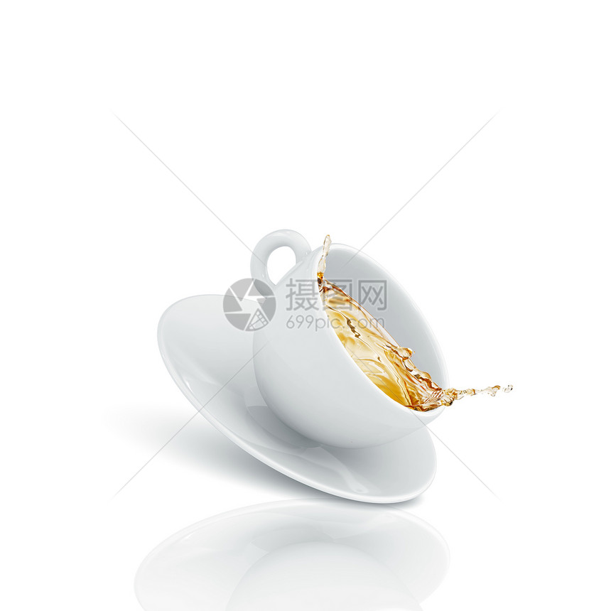 杯茶用掉落的茶来图像图片