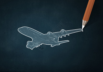 飞机彩色背景上飞机的铅笔素描图片