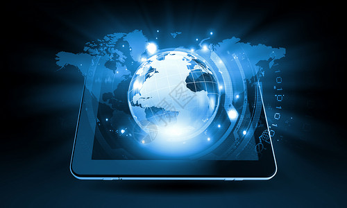 全球技术与平板电脑媒体图标现代网络业务背景图片