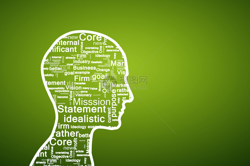 思维机制人类头部的轮廓与商业想法,而大脑图片