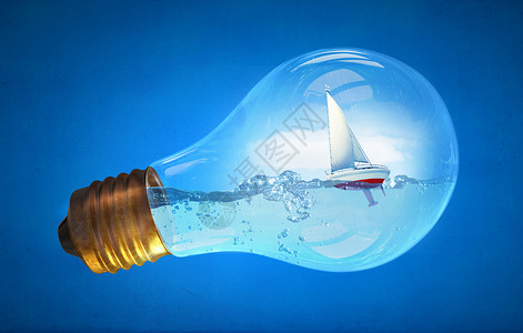 灯泡船生态与灯泡充满水船漂浮图片