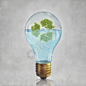 绿色能源璃灯泡,绿色循环符号生长图片