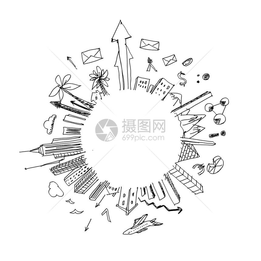 素描背景手绘背景与商业草图想法图片