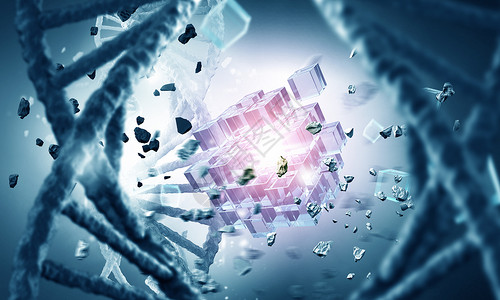 科学技术的相互作用技术与DNA分子立方体图片