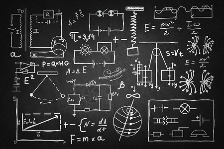 物理电路图船上的物理公式背景图像与科学公式黑板上背景