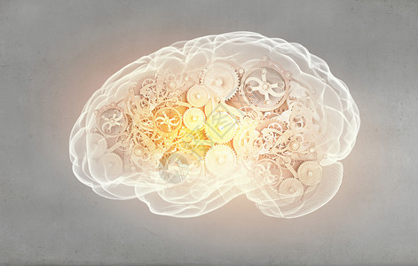 思维过程的机制带人脑齿轮的图像图片