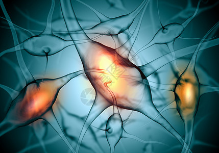 罗霍神经细胞的插图彩色背景上用光效应说明神经细胞设计图片