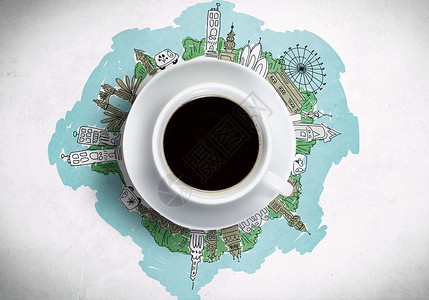 咖啡时间咖啡素描背景下的形象图片