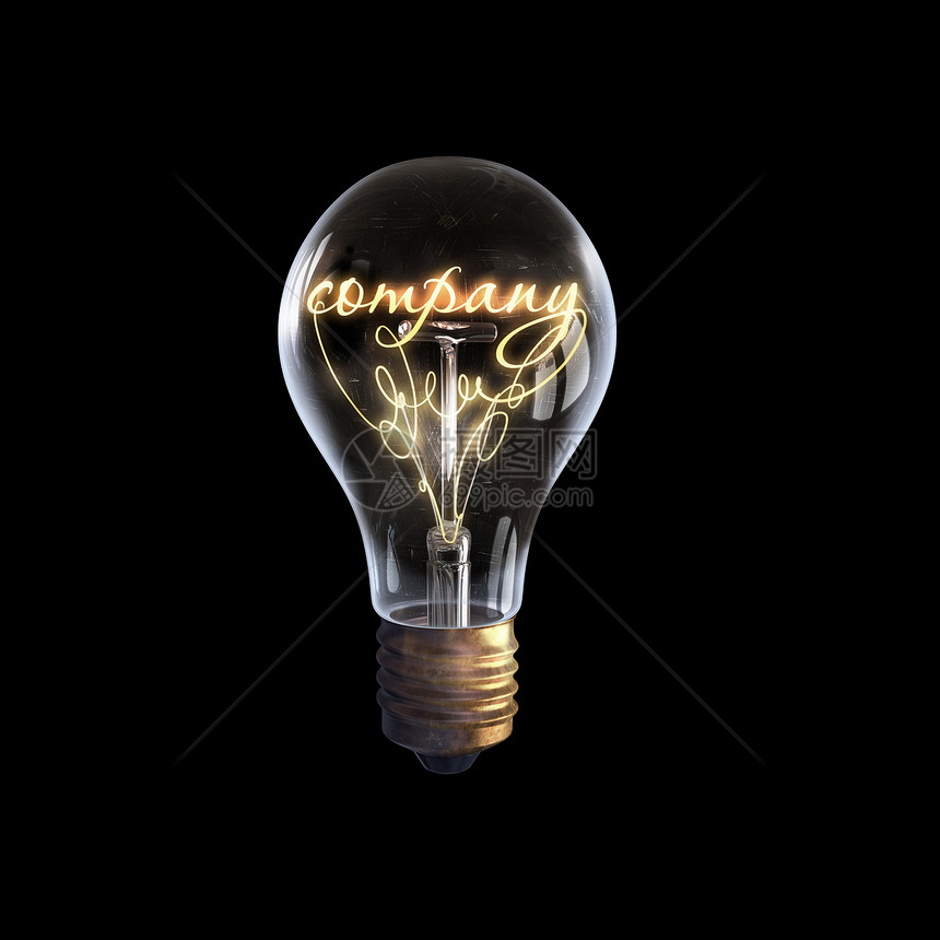 商业的想法发光璃灯泡与文字公司图片