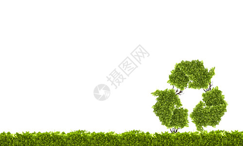 回收绿色植物的形象,形状像回收符号图片