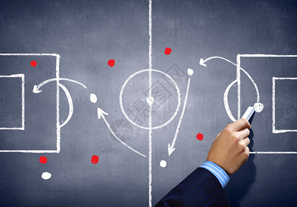 足球比赛策略特写人物手绘足球战术计划的形象高清图片