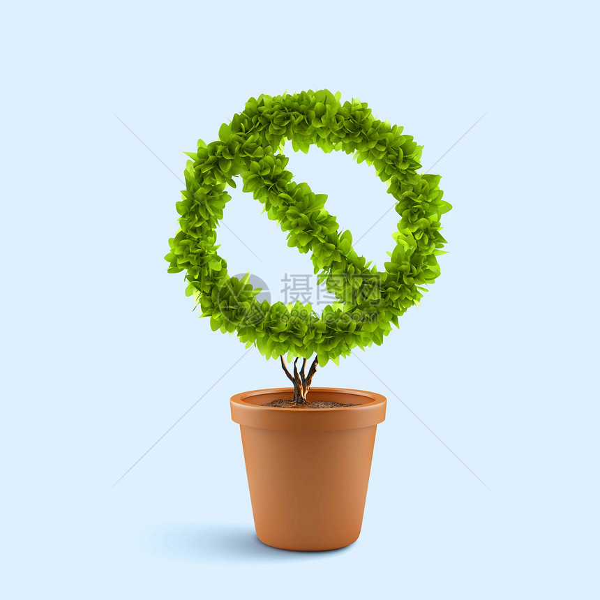 禁止标志盆栽植物的形象,形状像禁止标志图片