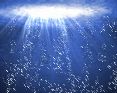 用气泡说明水下的蓝海高清图片