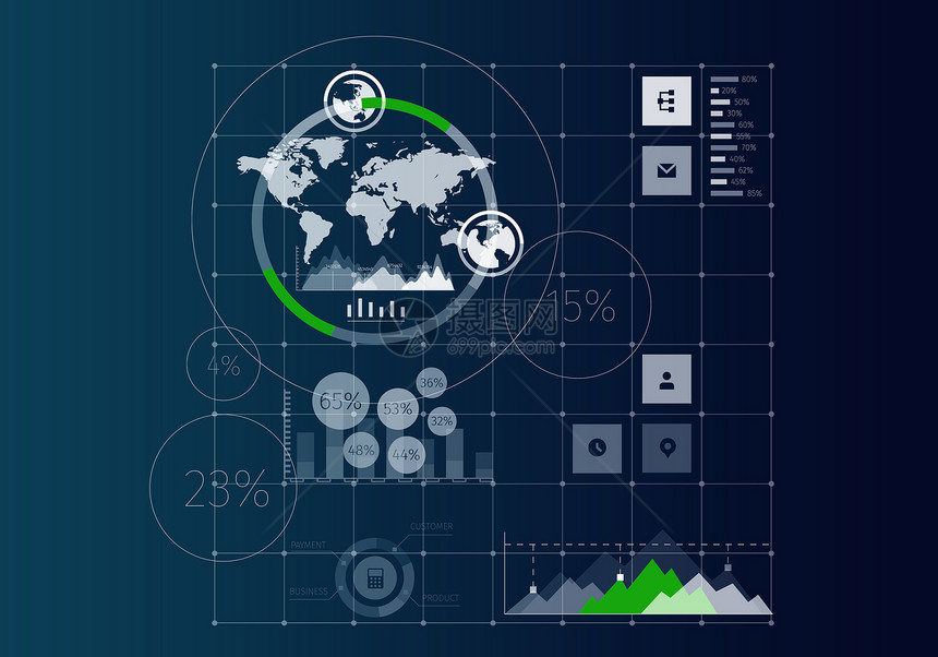 全球网络业务虚拟背景与图表图片