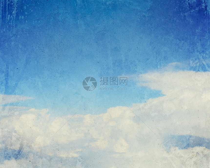 多云的天空以多云的蓝天为背景的旧画图片
