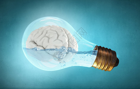 大脑灯泡背景好主意想法与大脑内的灯泡背景