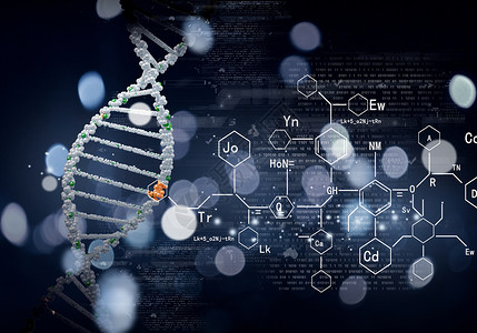 DNA分子蓝色背景下DNA分子的生物化学图片