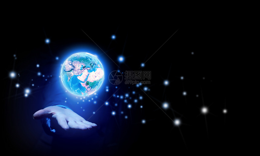 星球手人类手握着地球的数字图标这幅图像的元素由美国宇航局提供的图片