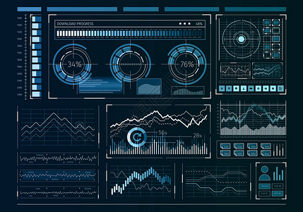 人类用户业务信息图图标的未来主义用户界图片