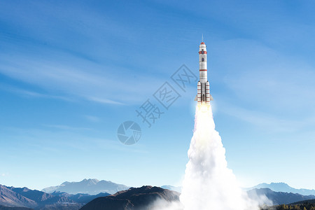 火箭图片火箭太空飞船用蓝天上高高飞背景