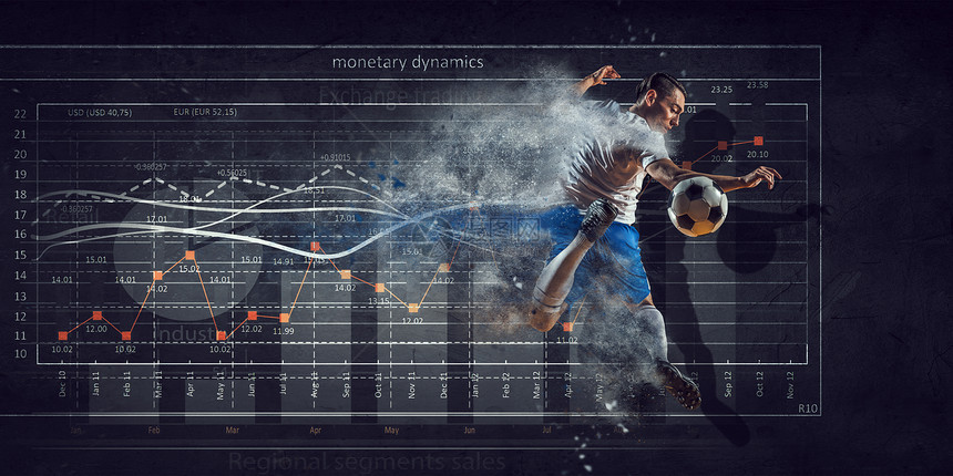 足球比赛统计足球运动员击球进步信息背景图片
