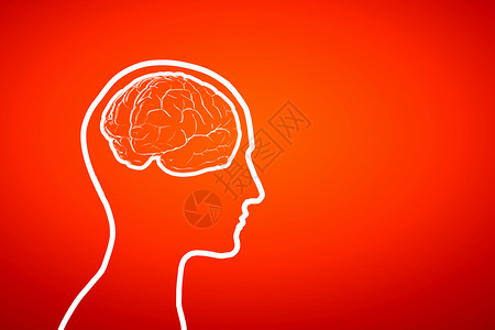 卡通大脑素材心理健康男头部轮廓大脑示意图背景