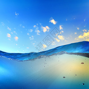 日落海景模板与水下部分日落天窗分割水线高清图片