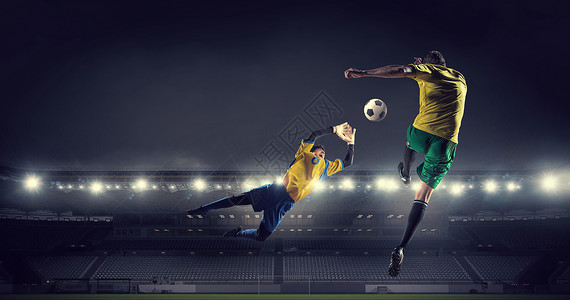 足球运动员效果图体育场球场的足球运动员为球而战背景