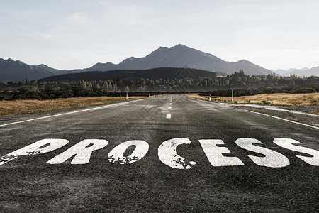 业务流程管理沥青道路以文字过程为经营理念背景图片