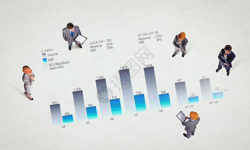 商业增长的动态商业人员的顶部视图,以及地板上的图表图表背景图片