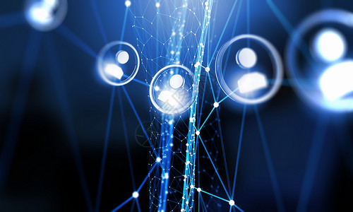 网络连接通信社交网络交互的数字技术背景图片