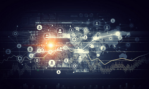 网络社区数字背景图像呈现全局连接图片