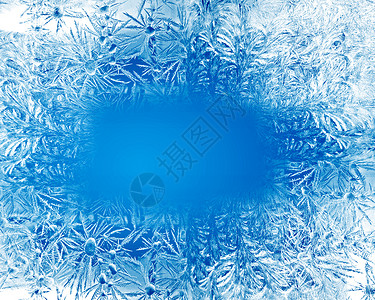 蓝色霜冻冬季背景白色雪花背景图片