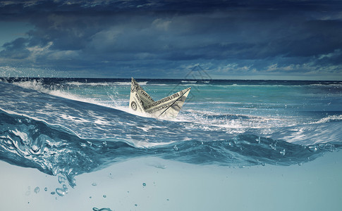 美元船水里用美元钞票水里沉没的船设计图片