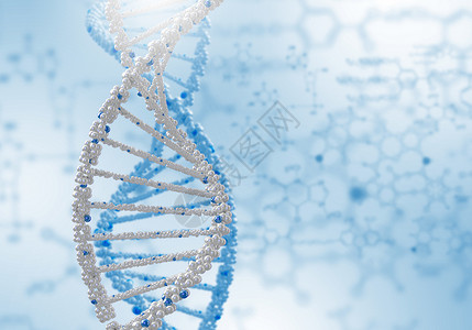 药房蓝色DNA链彩色背景上DNA结构的数字插图背景