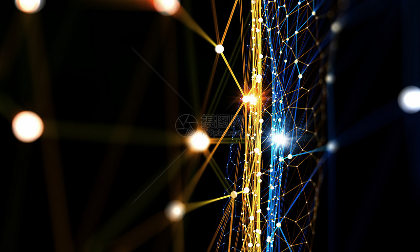 抽象技术背景带线条网格的黑暗虚拟技术背景图片