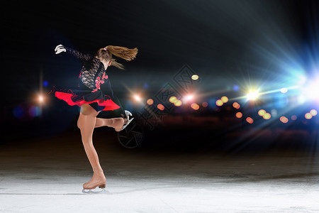花样滑冰运动员小女孩花样滑冰小女孩运动场花样滑冰背景