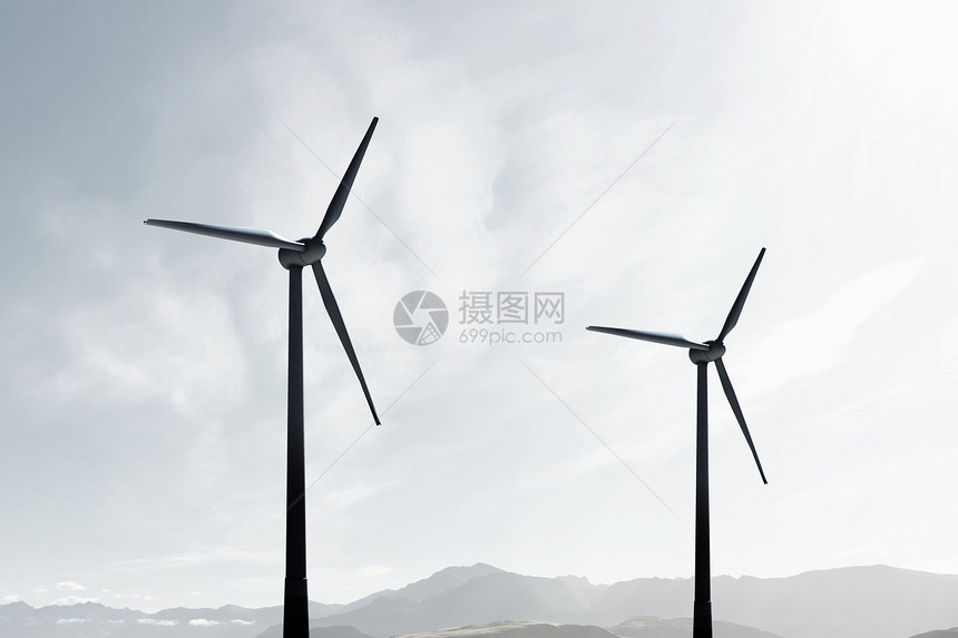 风能些风车站沙漠里权力能源图片