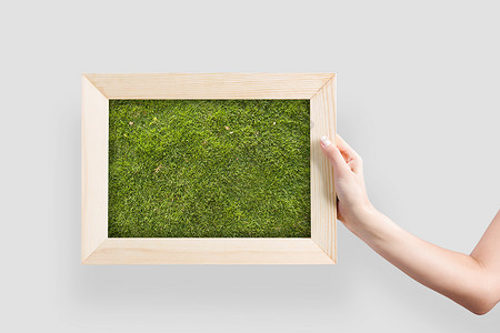 木草用绿色的草合紧手持架图片