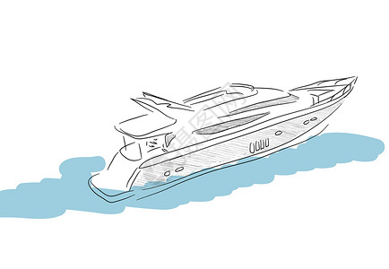 平师白色背景上船的手绘草图图片