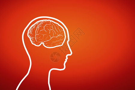 绘画头部素材心理健康男头部轮廓大脑示意图背景