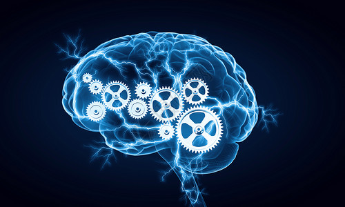 齿轮透明素材数字人脑白色数字背景下人脑的人类智能背景