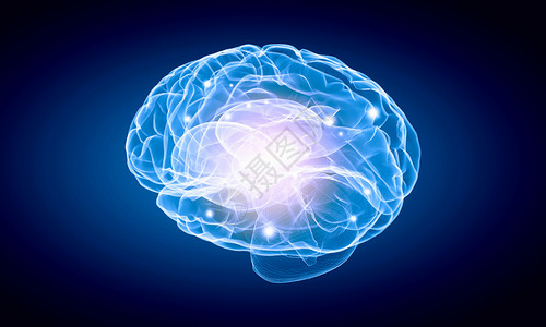 人类的头脑蓝色背景下人脑的科学图像图片