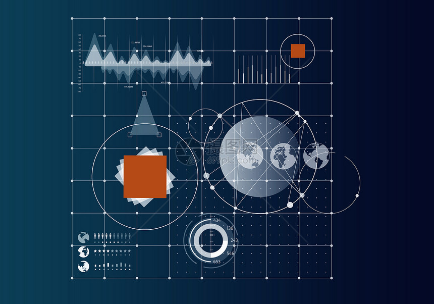 全球网络业务虚拟背景与图表图片